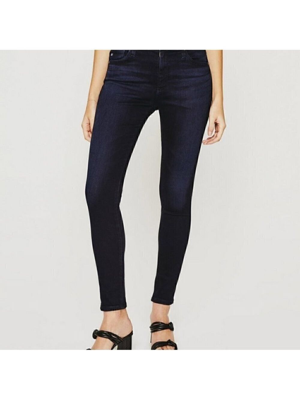ADRIANO Goldschmied The Farrah High-rise Skinny Black Jeans With Shimmer Size 30